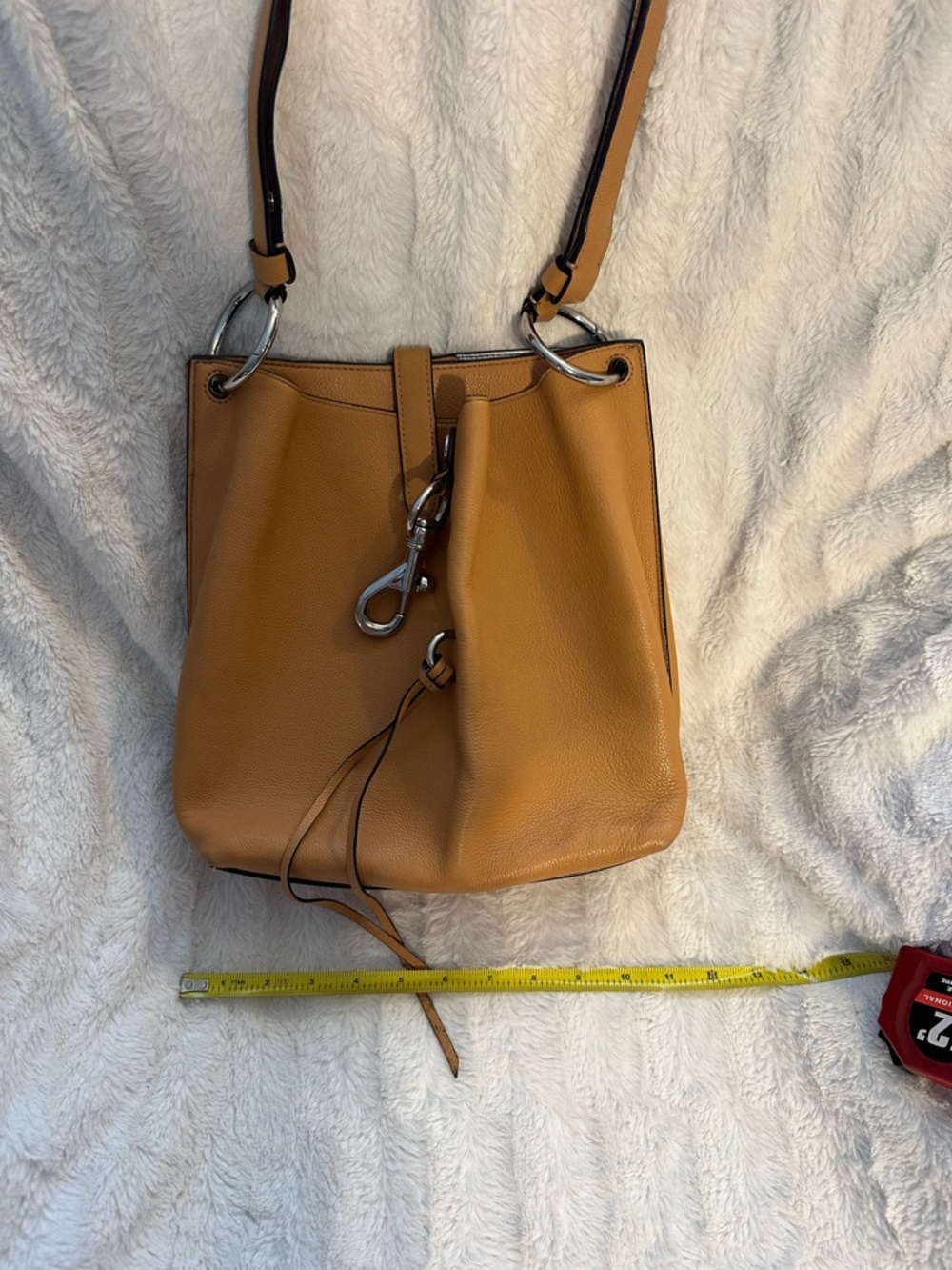 Rebecca Minkoff Tan Leather Shoulder Bag with Black-Trim Strap - Picture 6 of 11